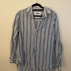 Grayson Women's Blue Striped Button Down Shirt